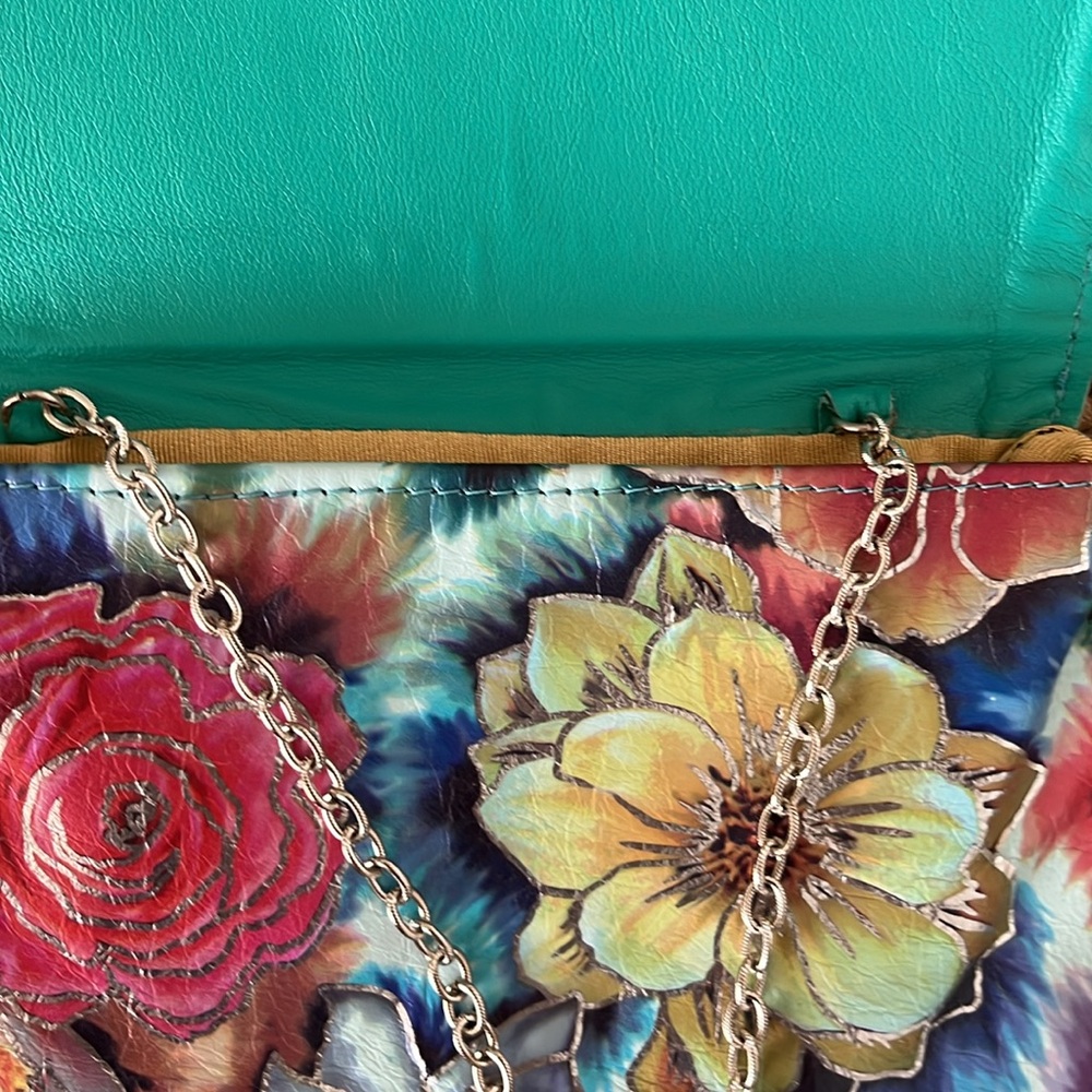 Kemestry leather hand tooled exquisite silver trim long chain purse/clutch NWOT - Picture 10 of 12